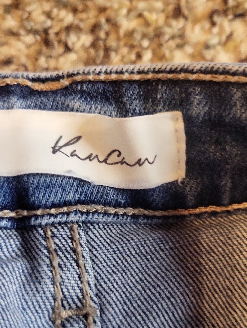 KanCan Medium Blue Distressed Skinny Jeans with Frayed Ankles - Picture 7 of 9